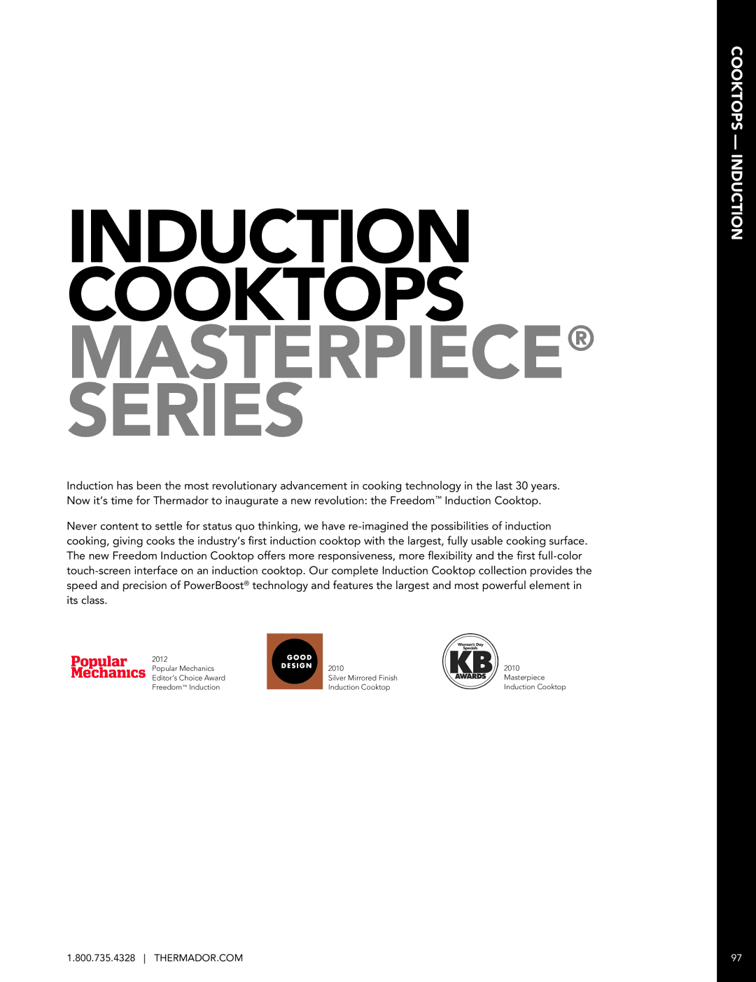 Thermador CIT36XKB manual Induction Cooktops Masterpiece Series, Thermador.Com 