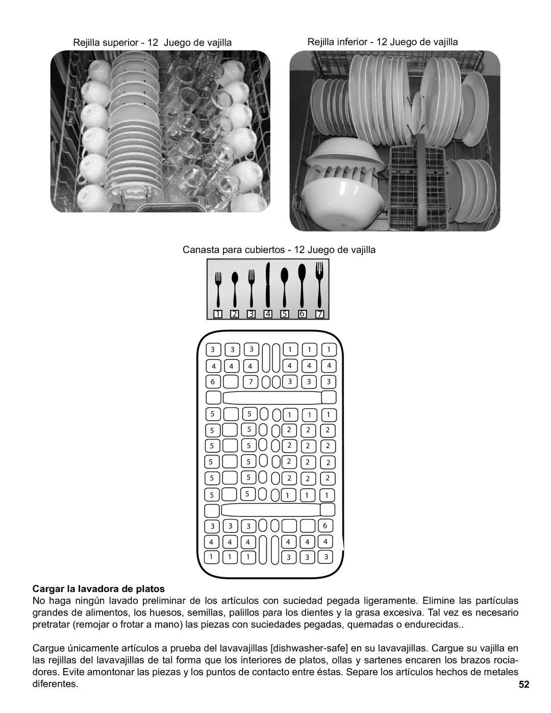 Thermador Dishwasher manual Cargar la lavadora de platos, Diferentes 