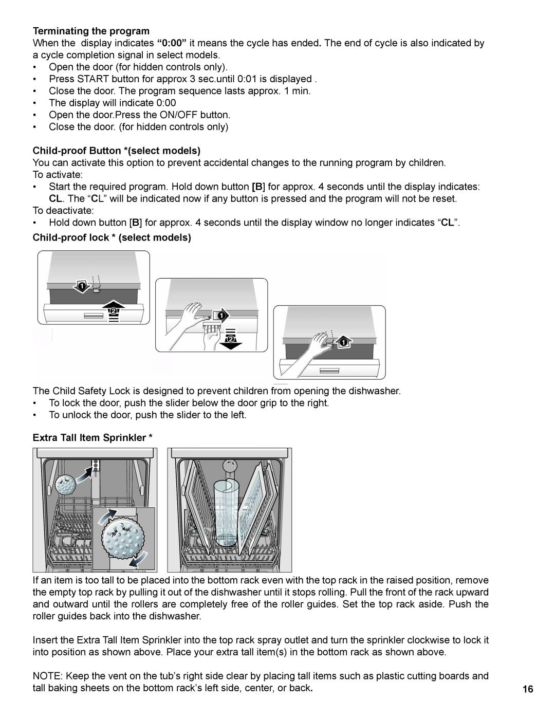 Thermador Dishwasher manual Terminating the program 