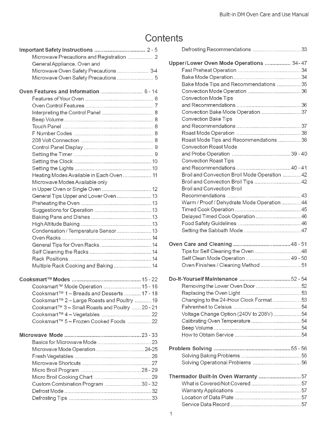 Thermador DM301, DM302 manual Contents 