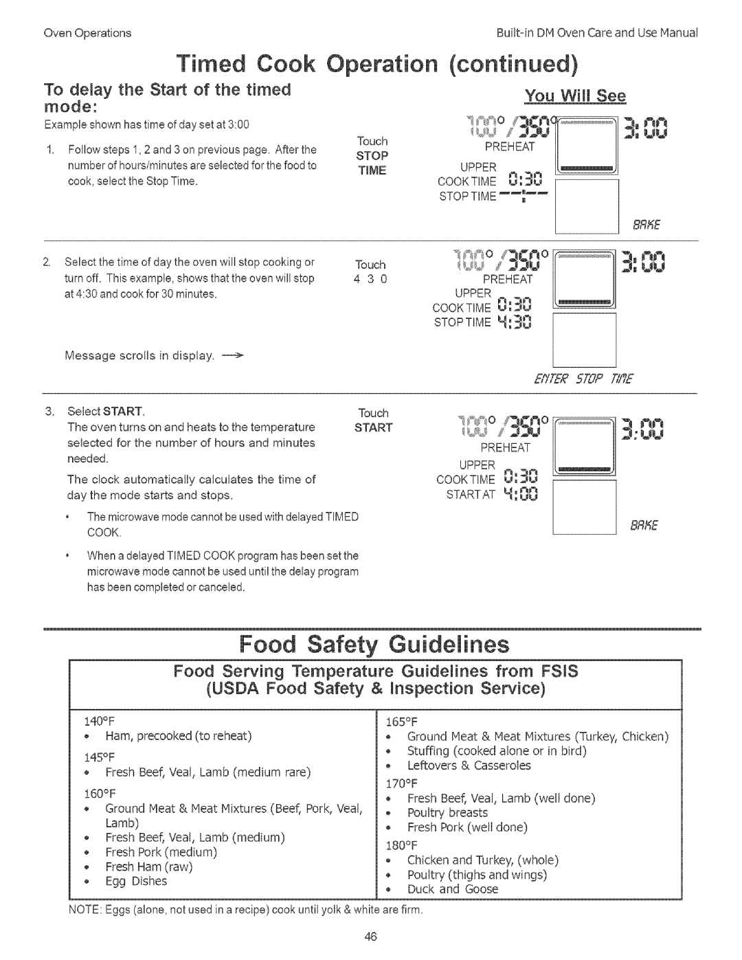 Thermador DM302, DM301 manual Timed Cook, Safety Guidelines, To demay the Start of the timed Mode 