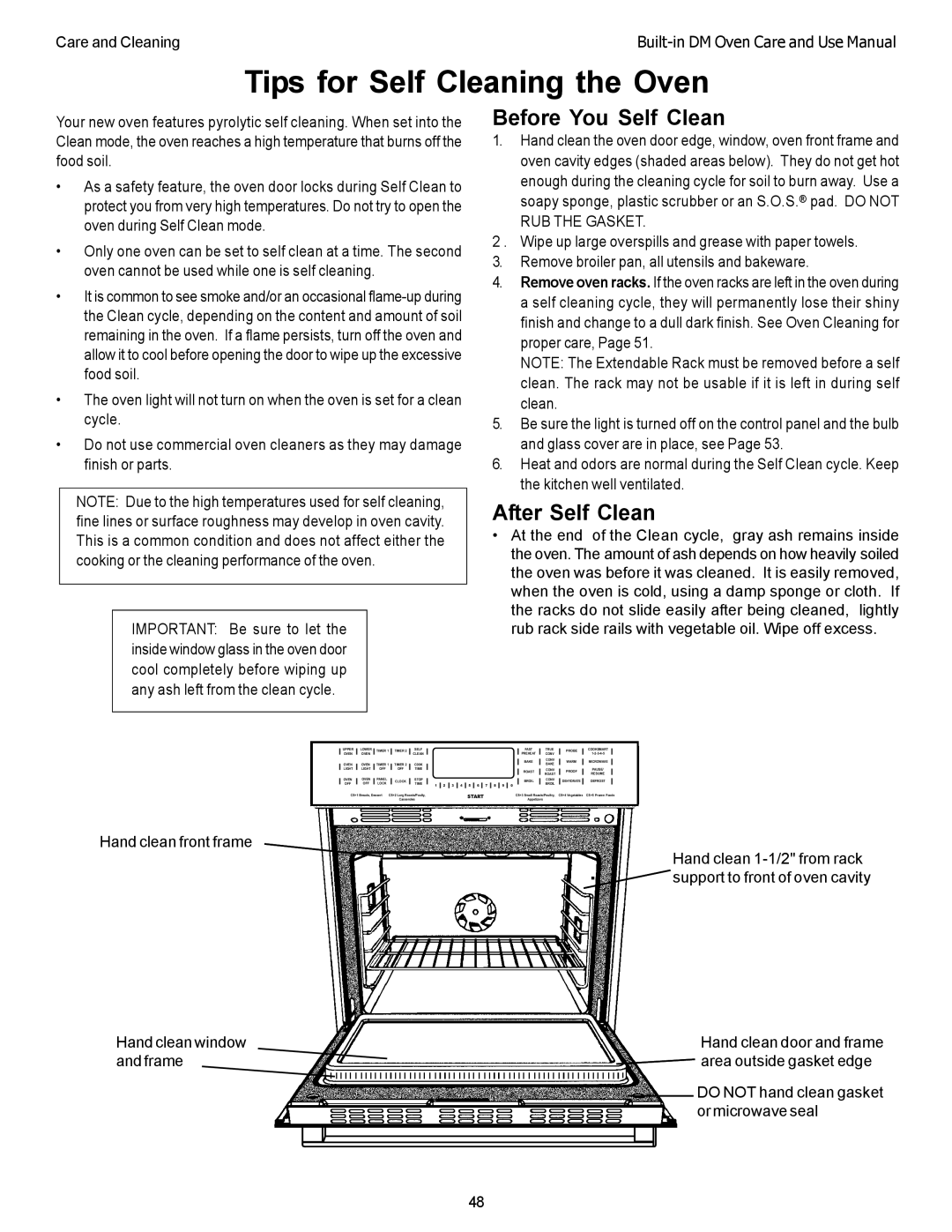 Thermador DM302, DM301 manual Tips for Self Cleaning the Oven, Before You Self Clean, After Self Clean, Care and Cleaning 