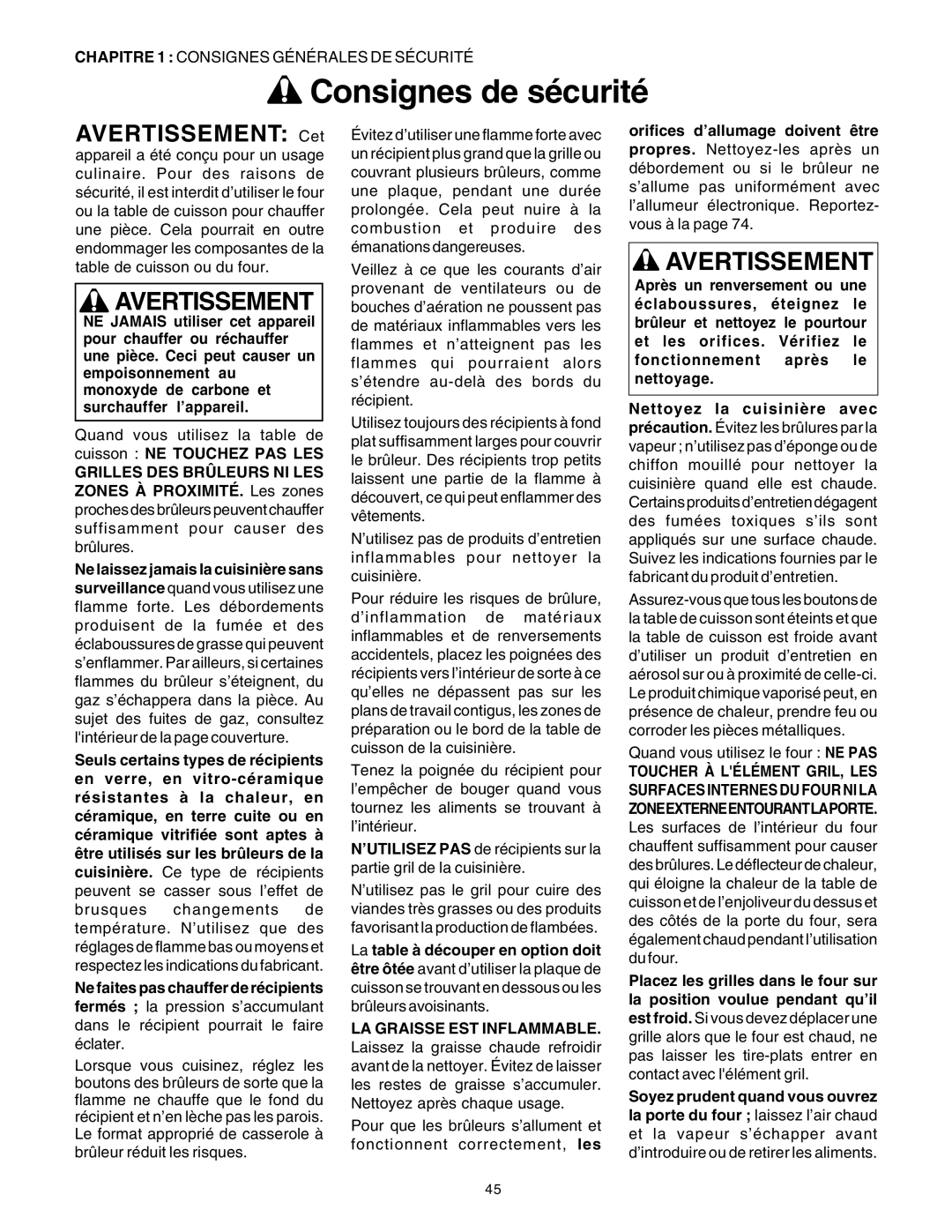 Thermador DP30 manual Consignes de sécurité, Avertissement Cet 