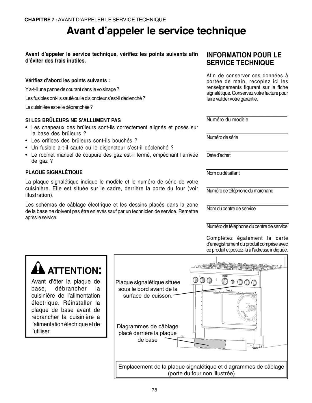 Thermador DP30 manual Avant d’appeler le service technique, Vérifiez d’abord les points suivants 