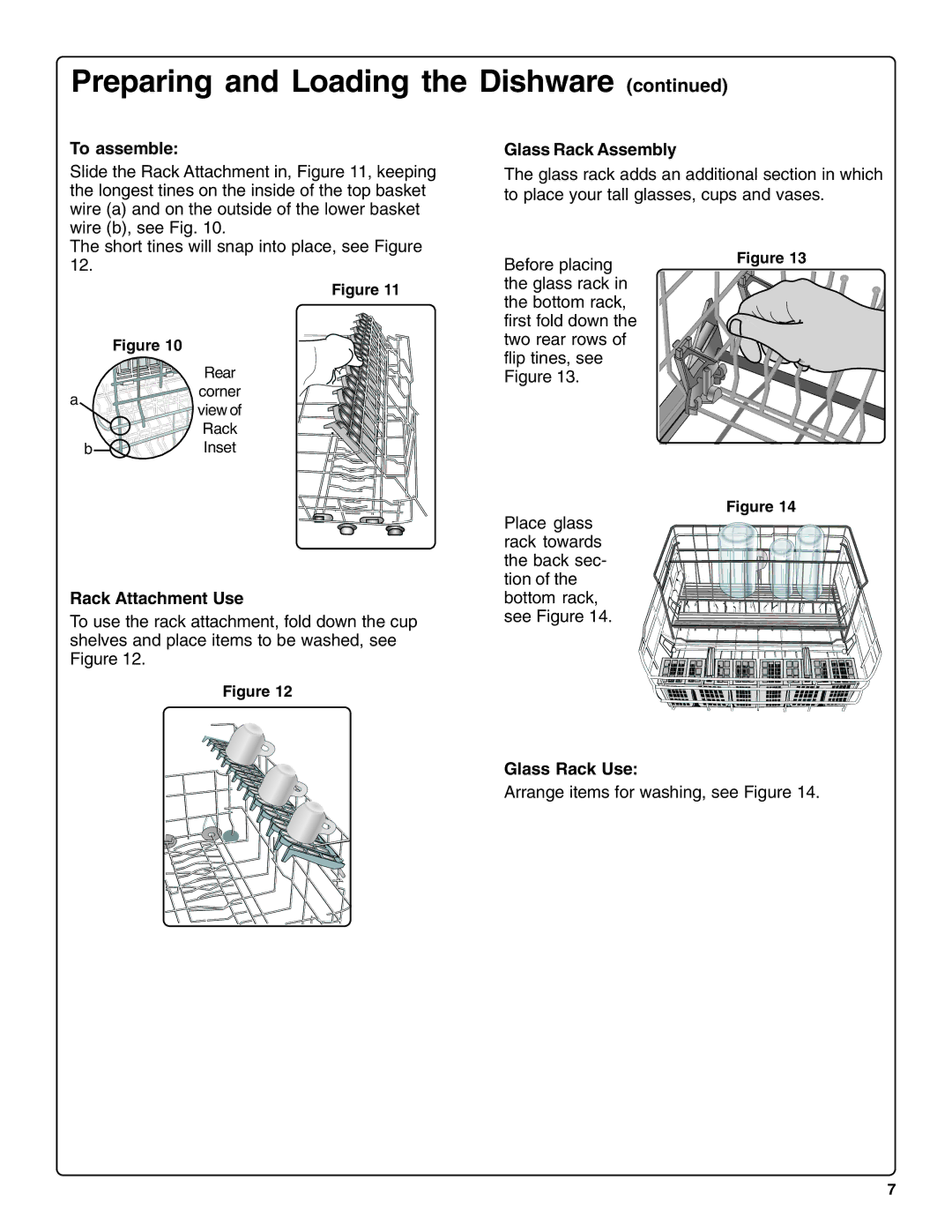 Thermador DWHD94BF manual To assemble, Rack Attachment Use, Glass Rack Assembly, Glass Rack Use 