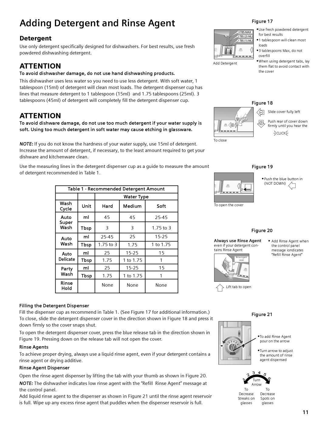 Thermador DWHD94EP, DWHD94BS, DWHD94BP manual Adding Detergent and Rinse Agent 