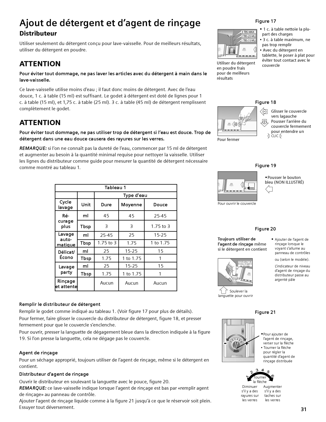 Thermador DWHD94EP, DWHD94BS, DWHD94BP manual Ajout de détergent et d’agent de rinçage, Distributeur 