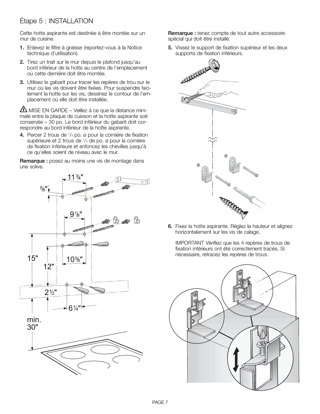 Thermador HDDW36FS installation manual Étape 5 Installation 