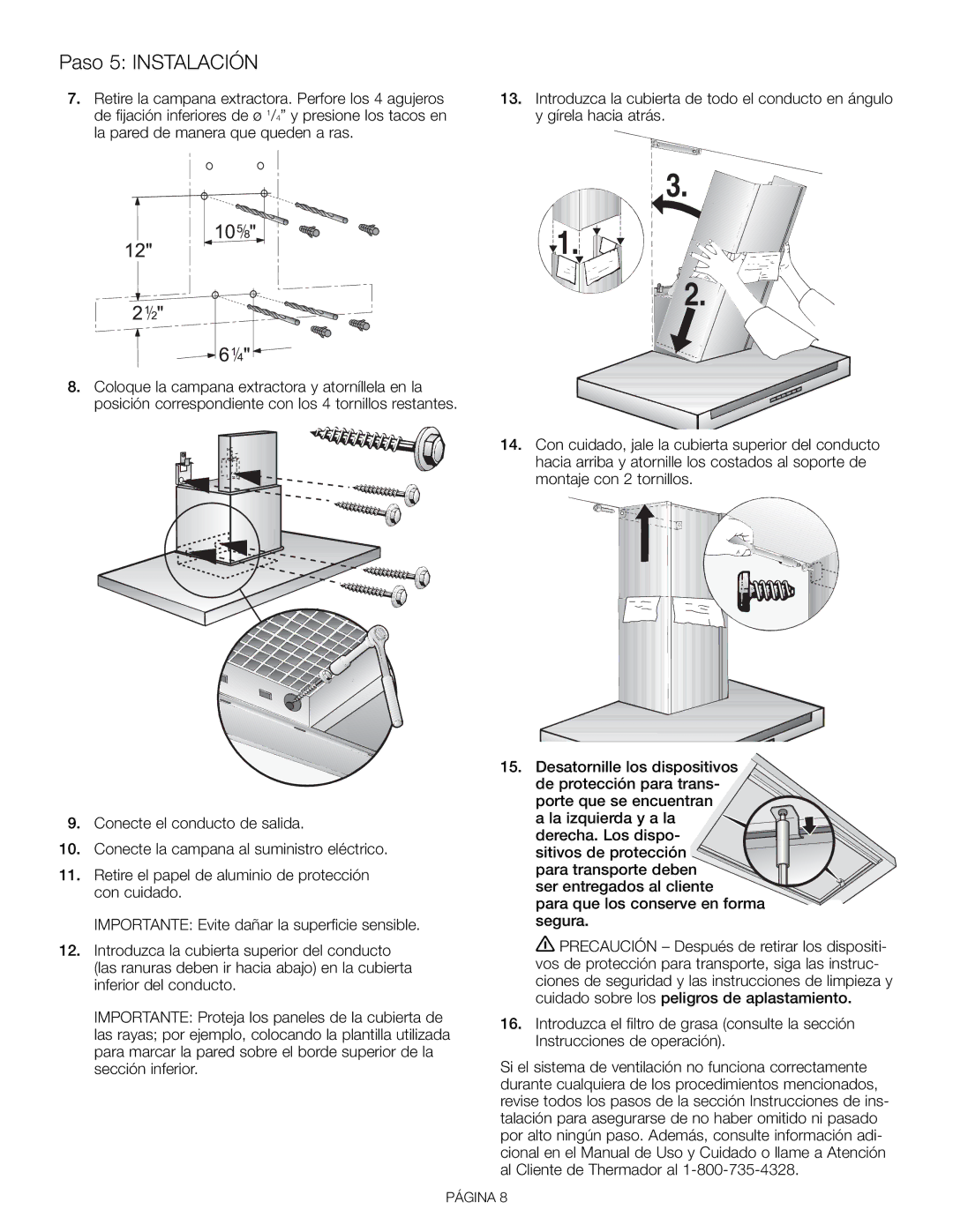 Thermador HDDW36FS installation manual Paso 5 Instalación 