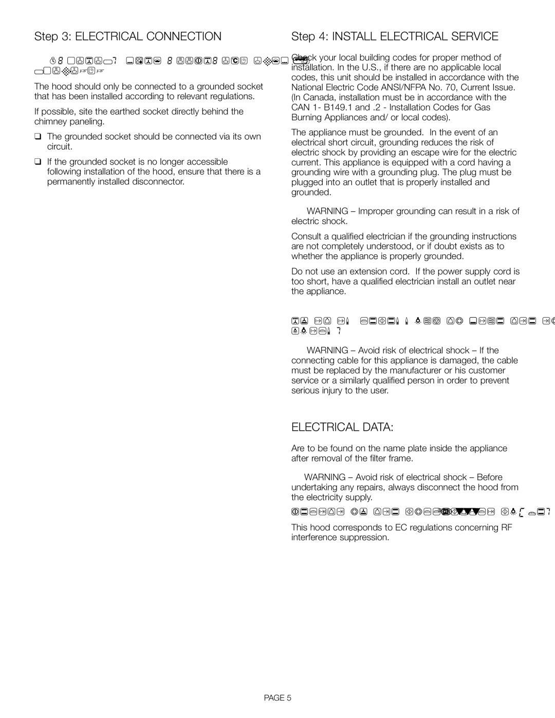 Thermador HDDW36FS installation manual Electrical Connection, Install Electrical Service 