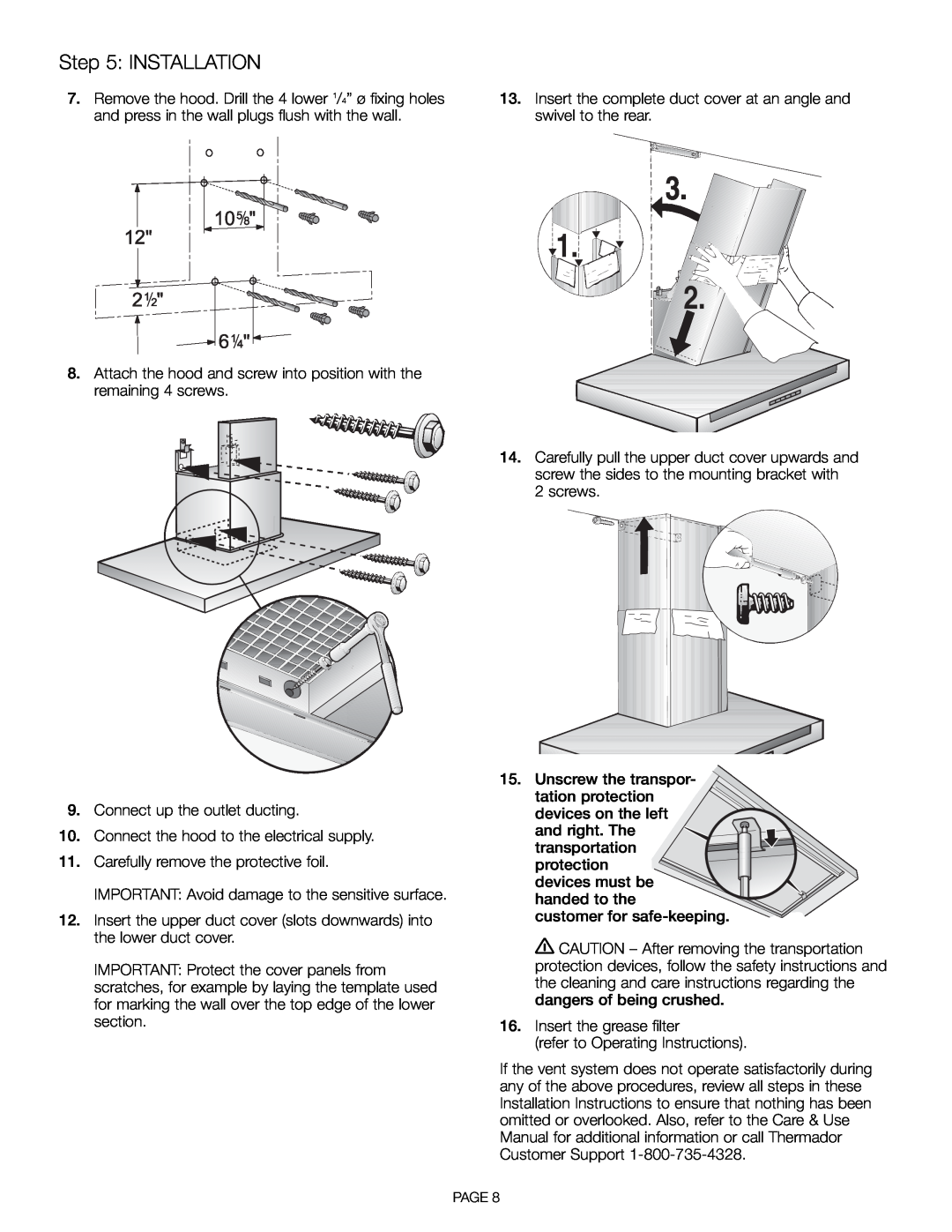 Thermador HDDW36FS installation manual Installation, Insert the complete duct cover at an angle and swivel to the rear 
