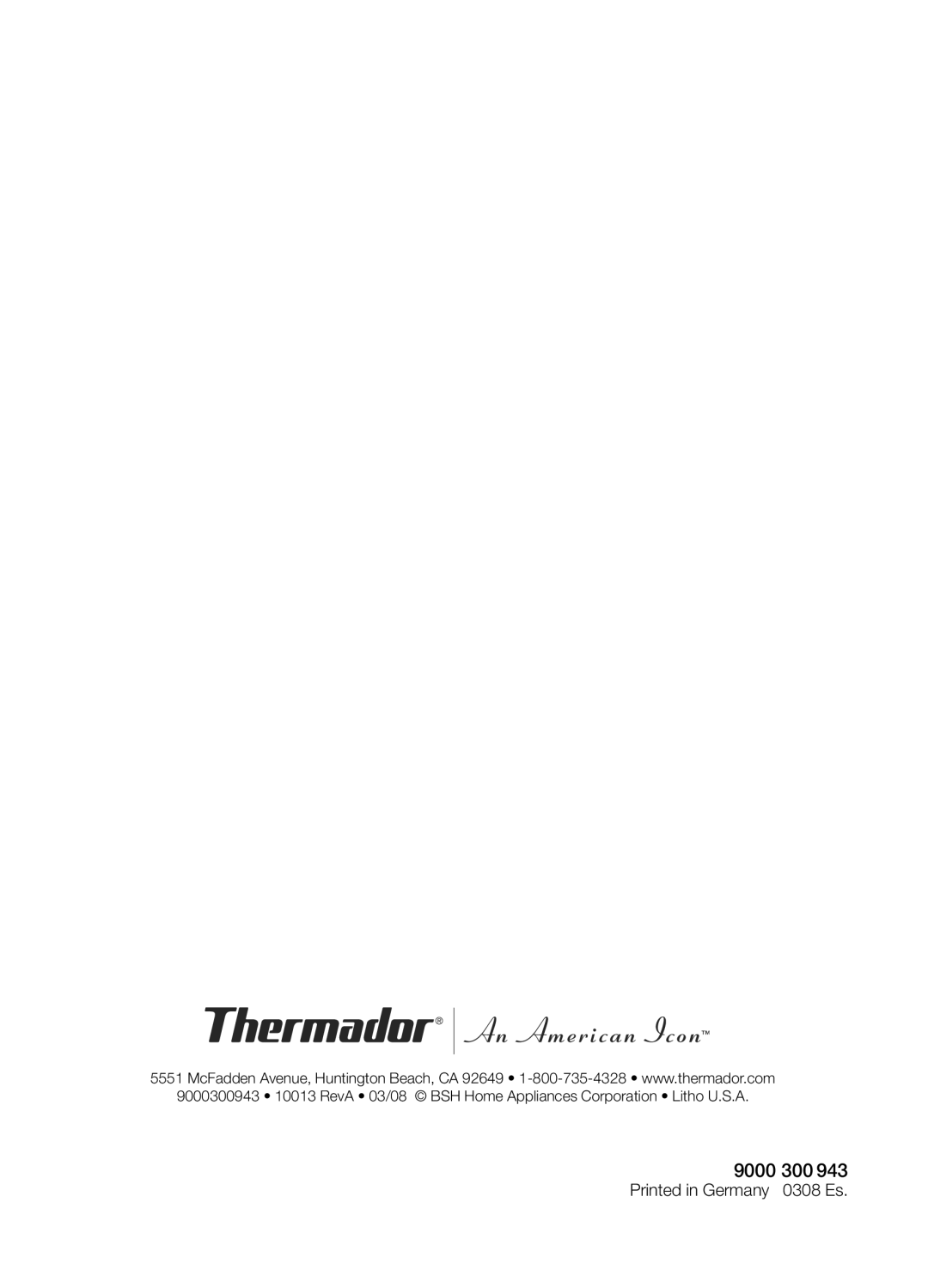 Thermador HGEW36FS manual 9000 300 