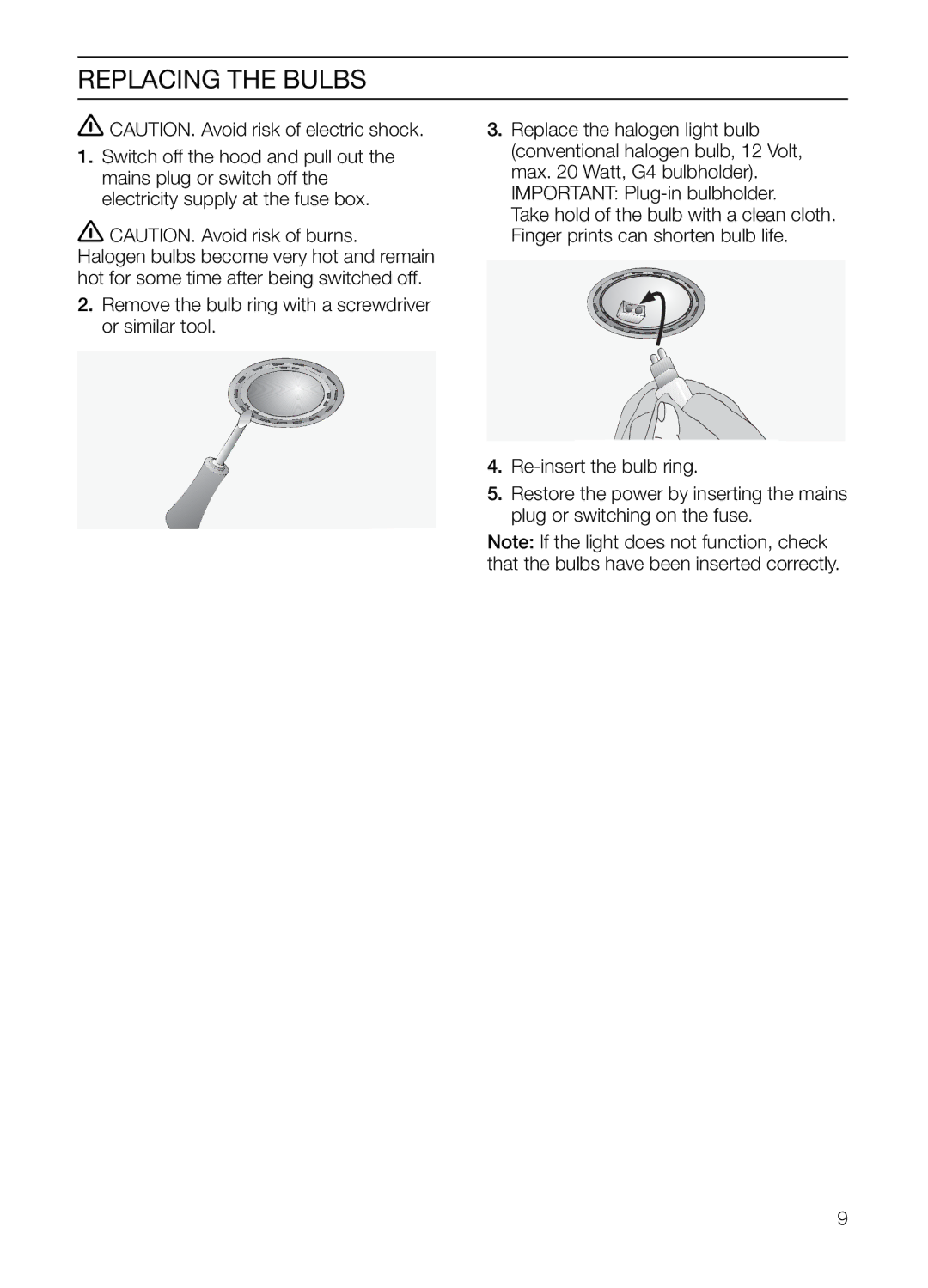 Thermador HGEW36FS manual Replacing the Bulbs 