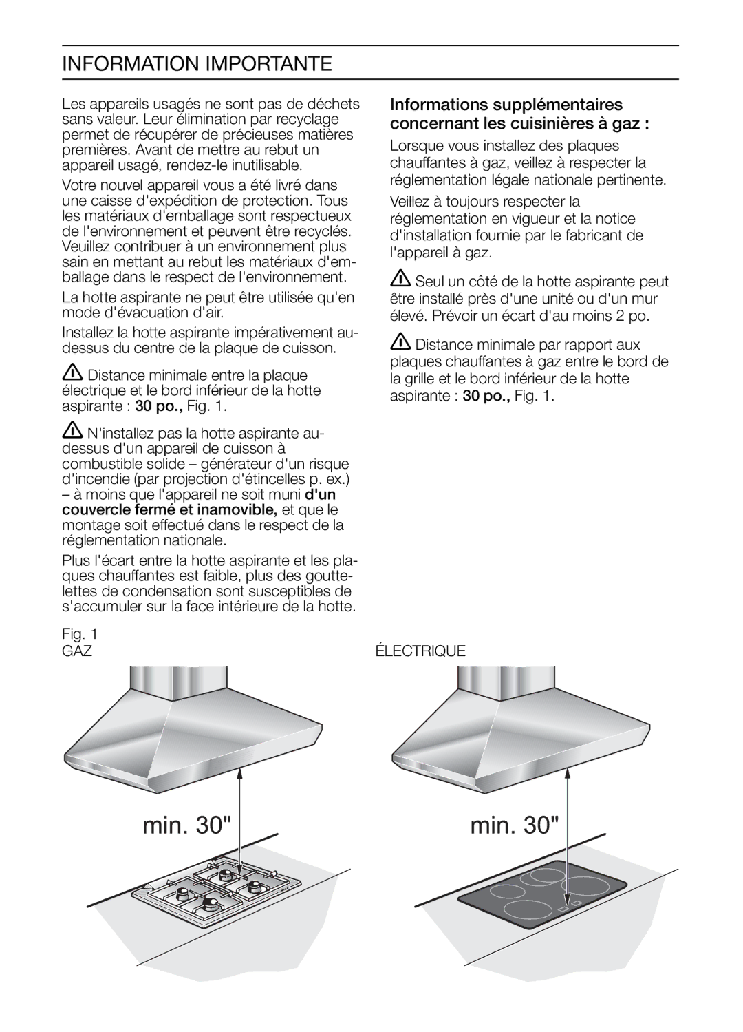 Thermador HMCN42FS, HMCN36FS installation manual Information Importante 