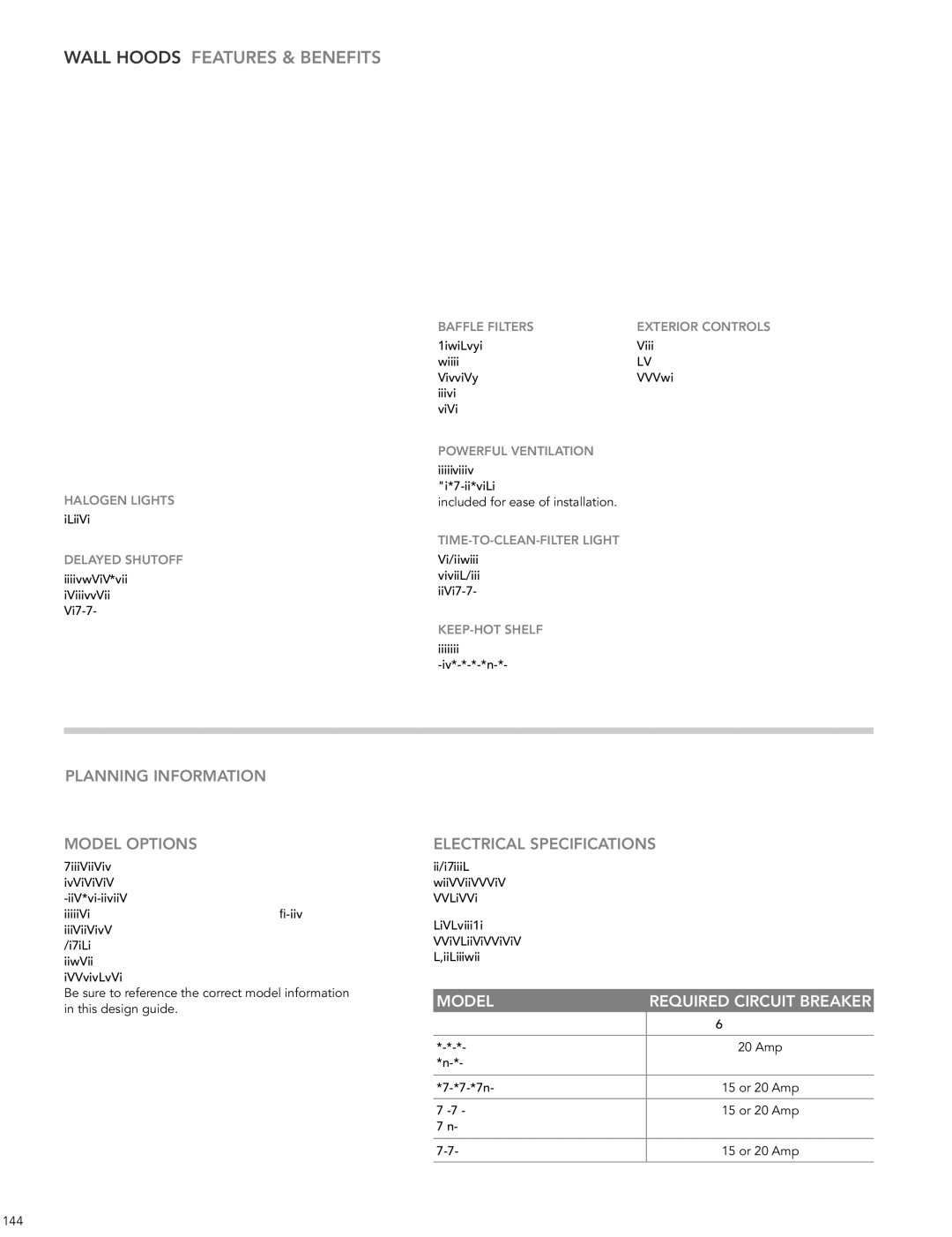 Thermador HMWB36FS manual Wall Hoods Features & Benefits, Electrical Specifications 