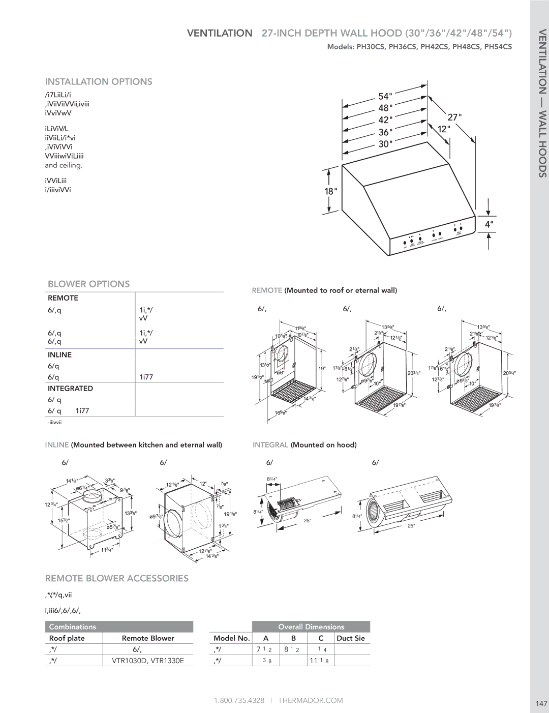 Thermador HMWB36FS manual Installation Options, Blower Options, Inline, RFPLT600 RFPLT1000 