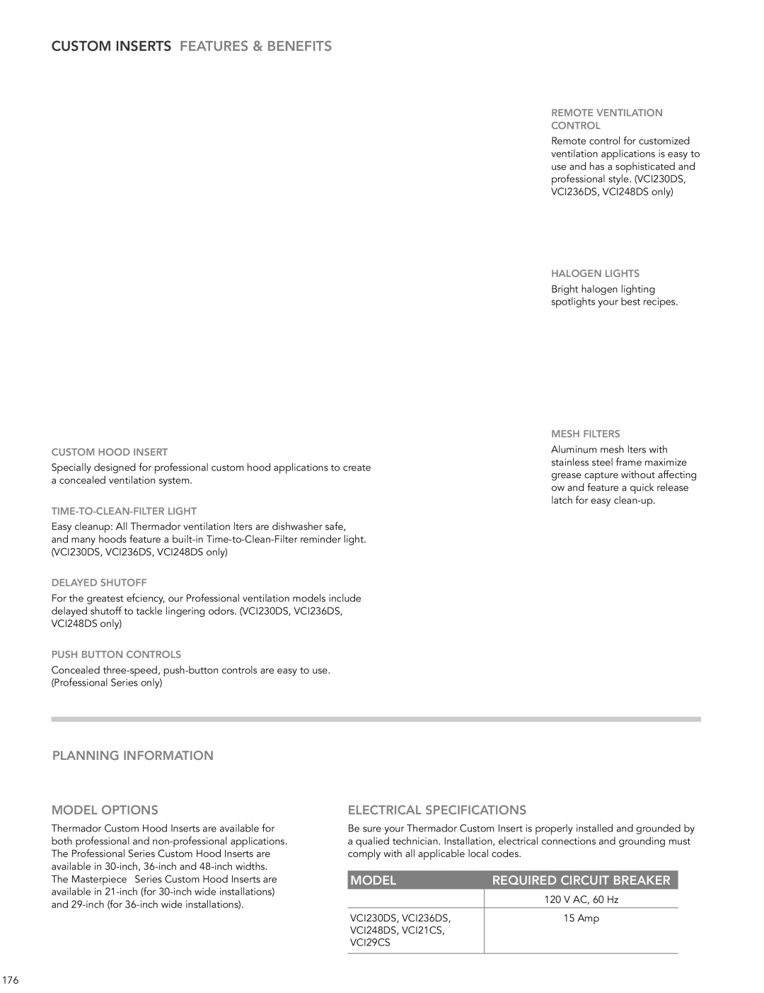 Thermador HMWB36FS manual Custom Inserts Features & Benefits, Planning Information Model Options 