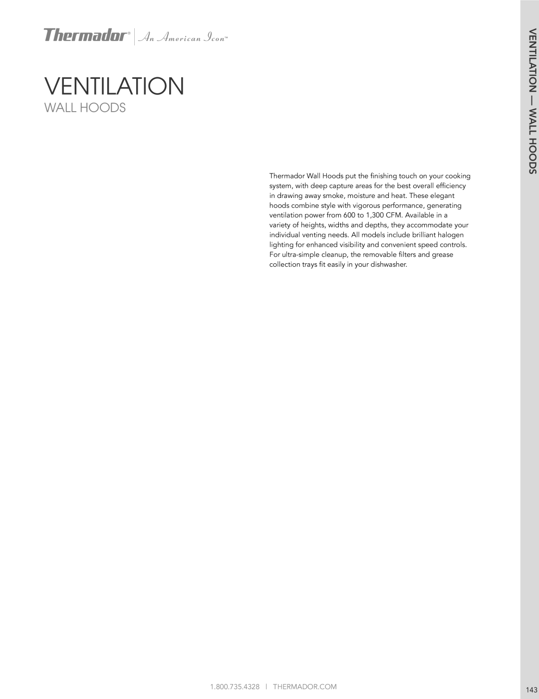 Thermador HMWB36FS manual Ventilation - Wall Hoods, Thermador.Com 