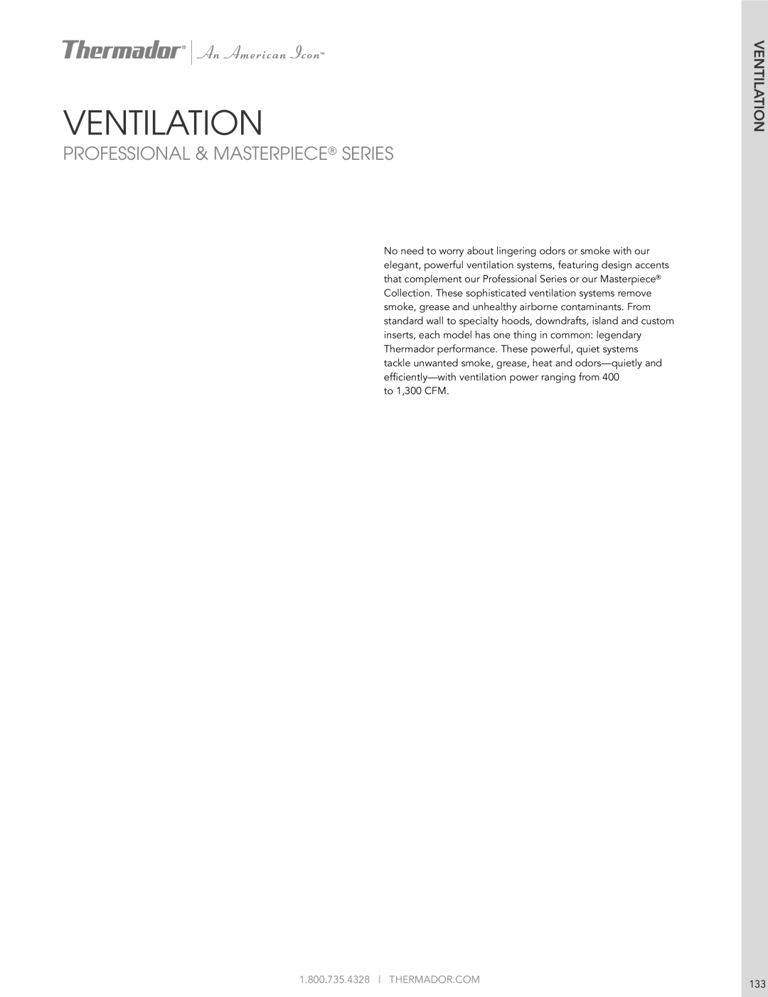 Thermador HMWB36FS manual Ventilation, Professional & Masterpiece Series, Thermador.Com 