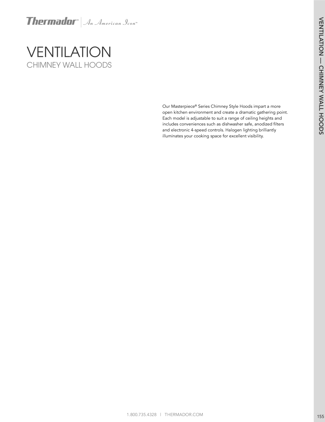 Thermador HMWB36FS manual Ventilation - Chimney Wall Hoods, Thermador.Com 