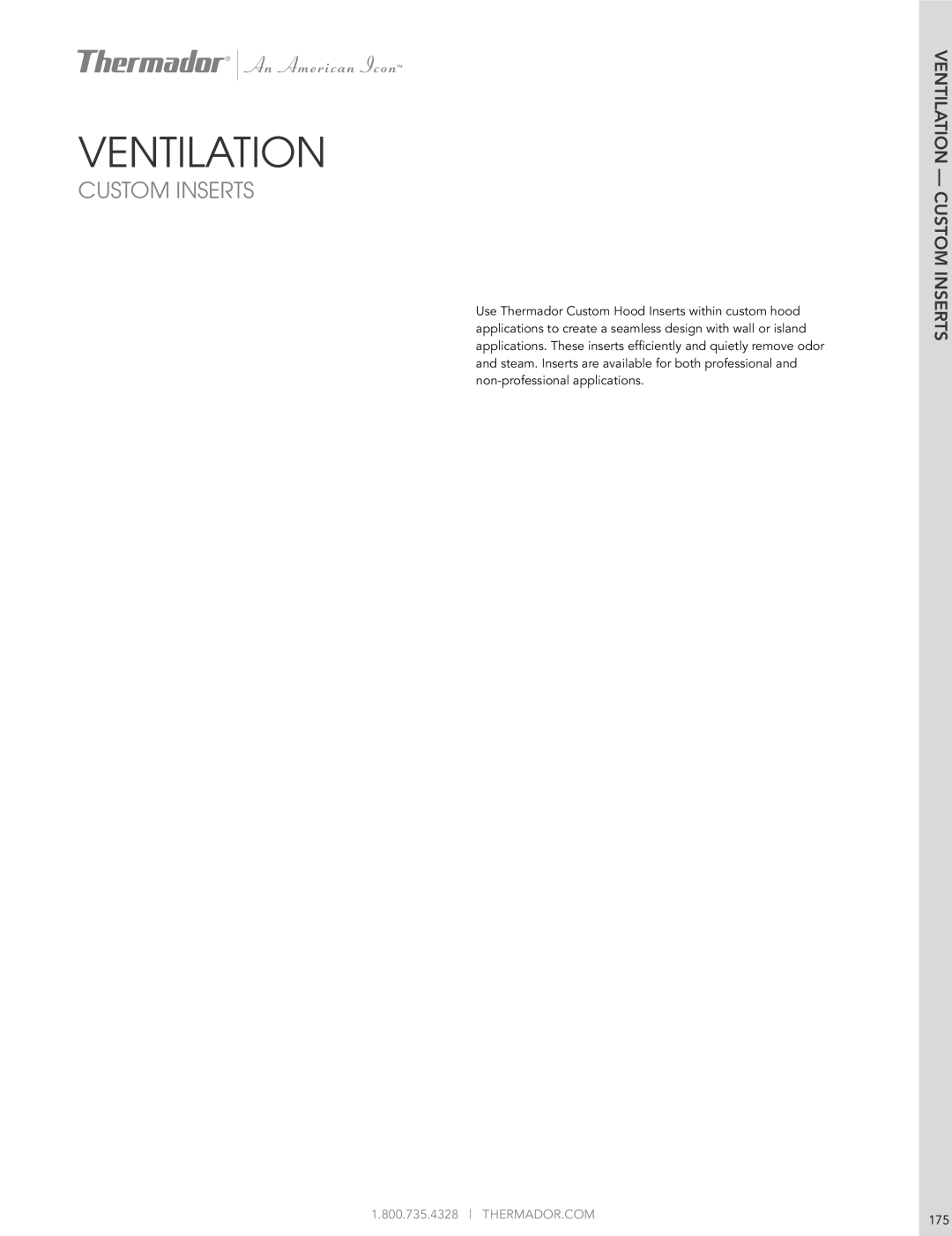Thermador HMWB36FS manual Ventilation - Custom Inserts, Thermador.Com 