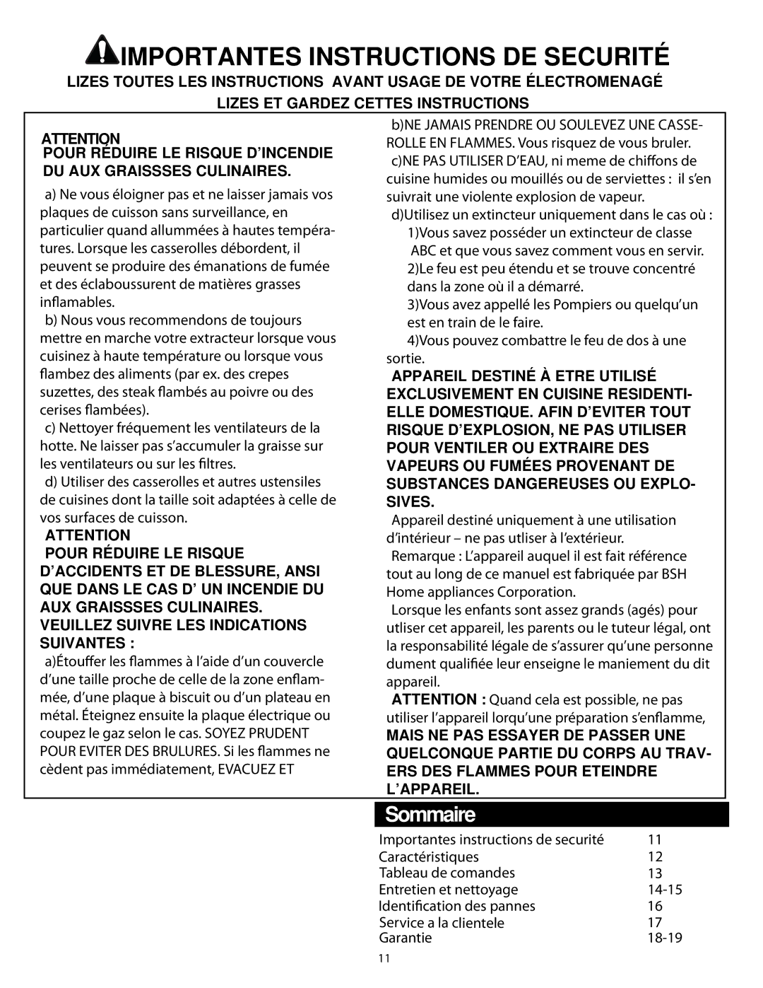 Thermador HMWN36, HMWN30, HMWN48 manual Importantes Instructions DE Securité 