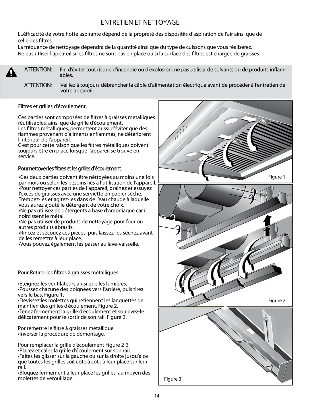 Thermador HMWN36, HMWN30, HMWN48 manual Entretien ET Nettoyage, Filtres et grilles d’écoulement 