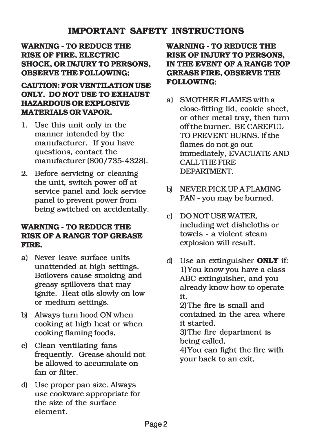 Thermador HNW installation instructions Important Safety Instructions 