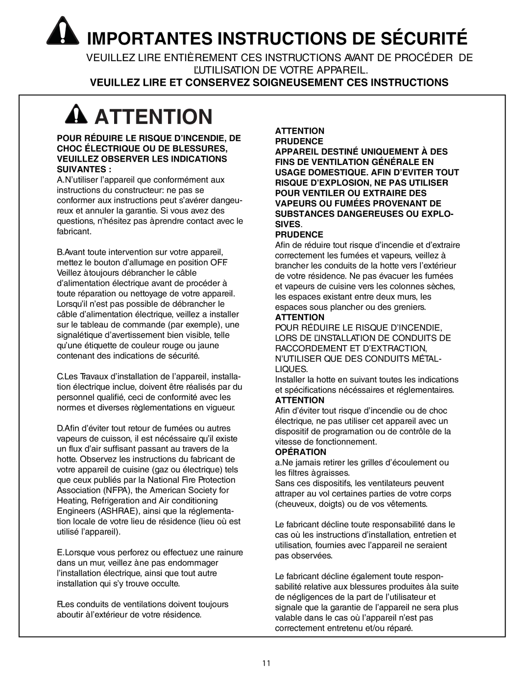 Thermador HPWB36, HPWB48 Importantes Instructions DE Sécurité, Veuillez Lire ET Conservez Soigneusement CES Instructions 