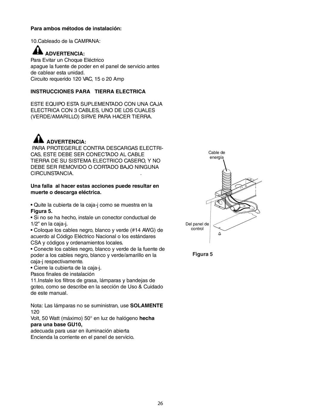 Thermador HPWB36, HPWB48, HPWB30 installation manual Para ambos métodos de instalación, Figura 