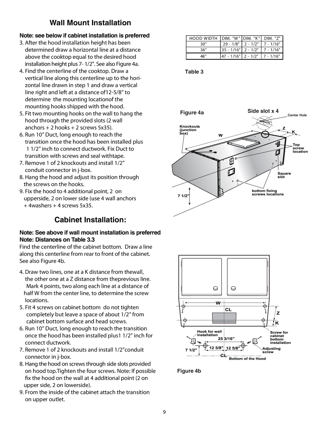 Thermador HPWB48, HPWB30, HPWB36 installation manual Wall Mount Installation 