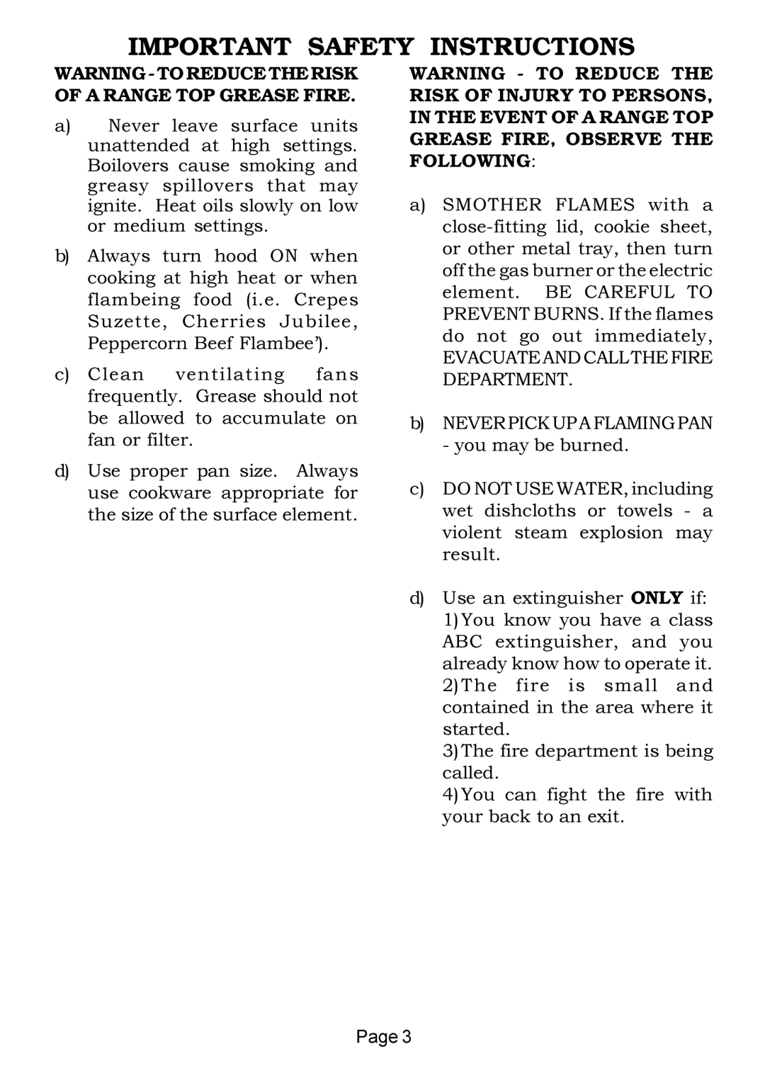 Thermador HS-HST-HSB installation instructions Evacuateandcallthefire Department 