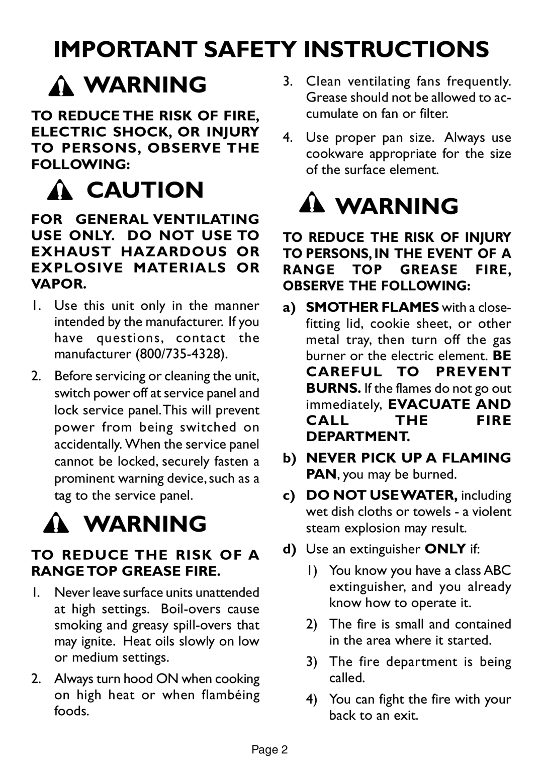 Thermador HDW, HSW, HCSW, HGSW installation instructions Important Safety Instructions 