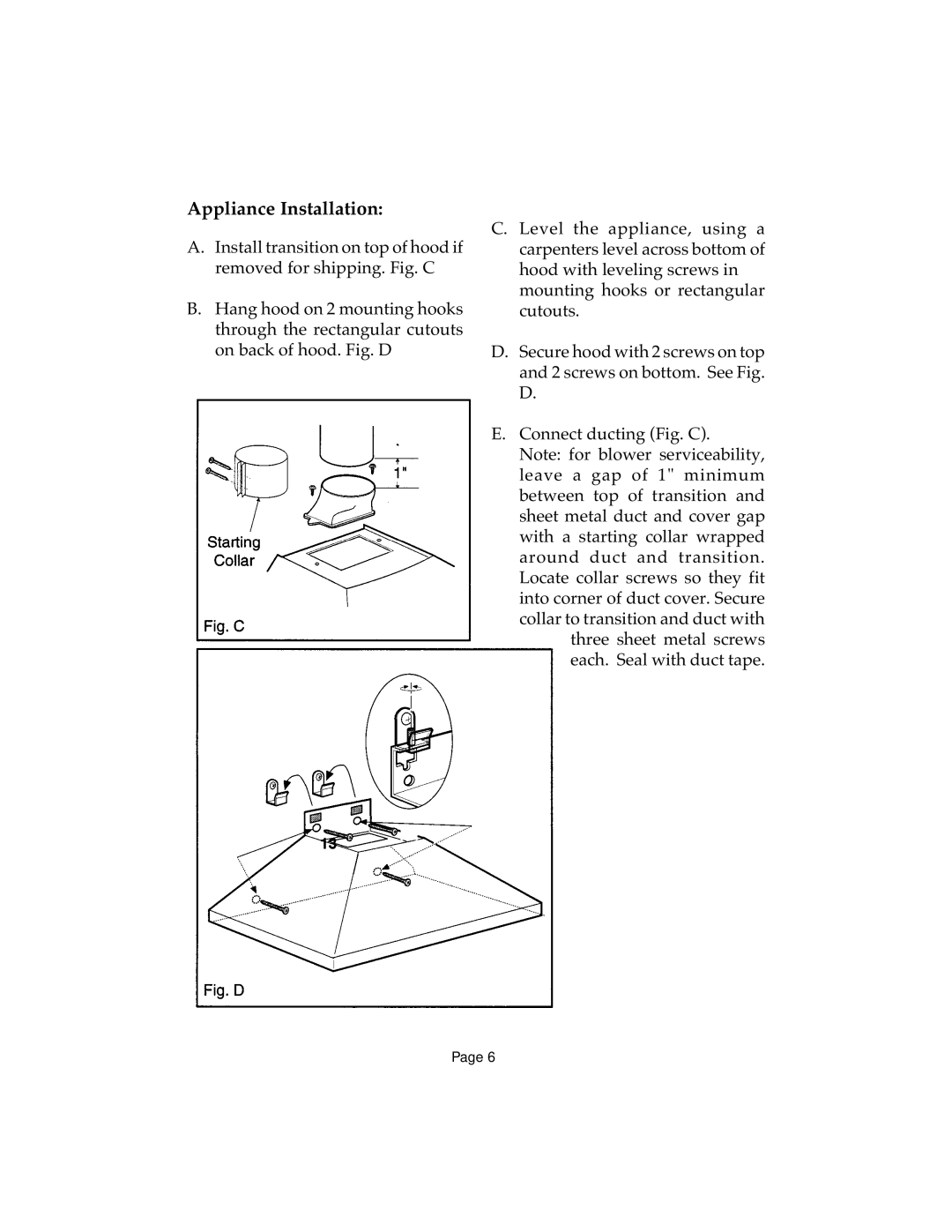 Thermador HTSW, HCSW, HDW, HGSW, HSW installation instructions Appliance Installation 