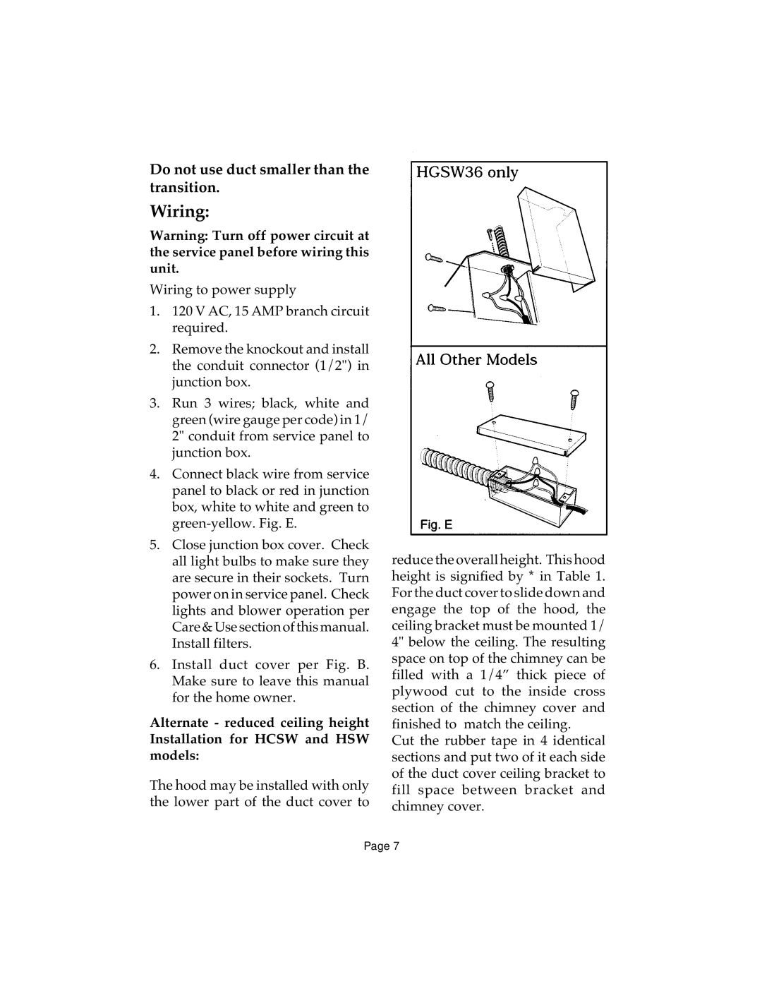 Thermador HTSW, HCSW, HDW, HGSW, HSW installation instructions Wiring 