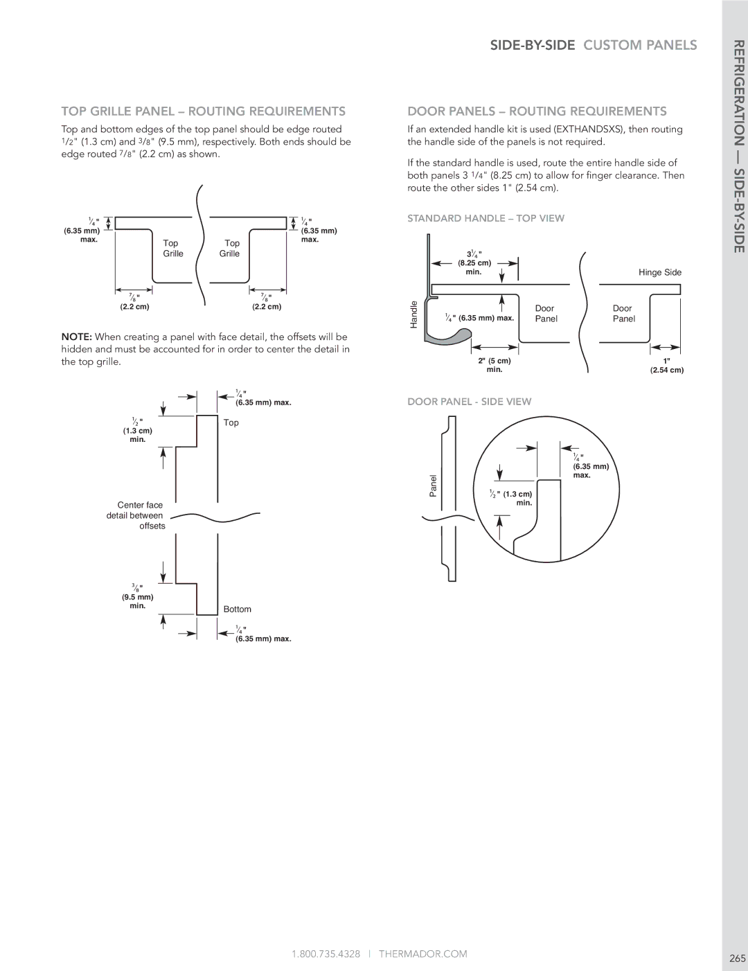 Thermador KBUIT4255E manual Refrigeration SIDE-BY-SIDE 