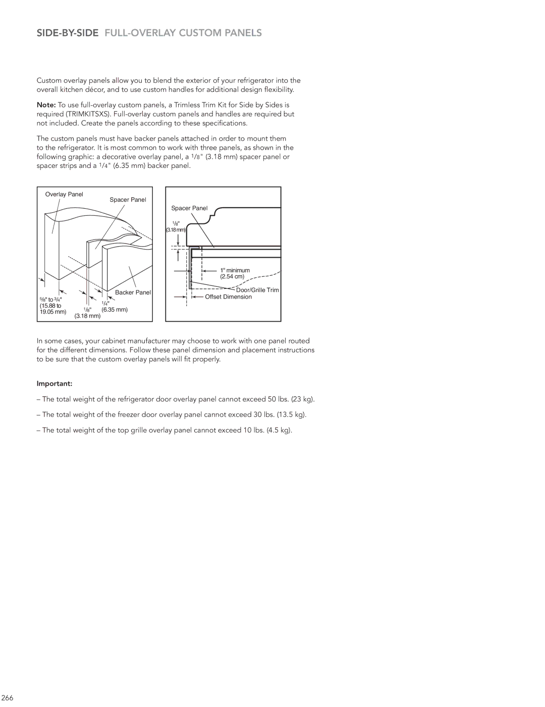 Thermador KBUIT4255E manual SIDE-BY-SIDEFULL-OVERLAY Custom Panels 