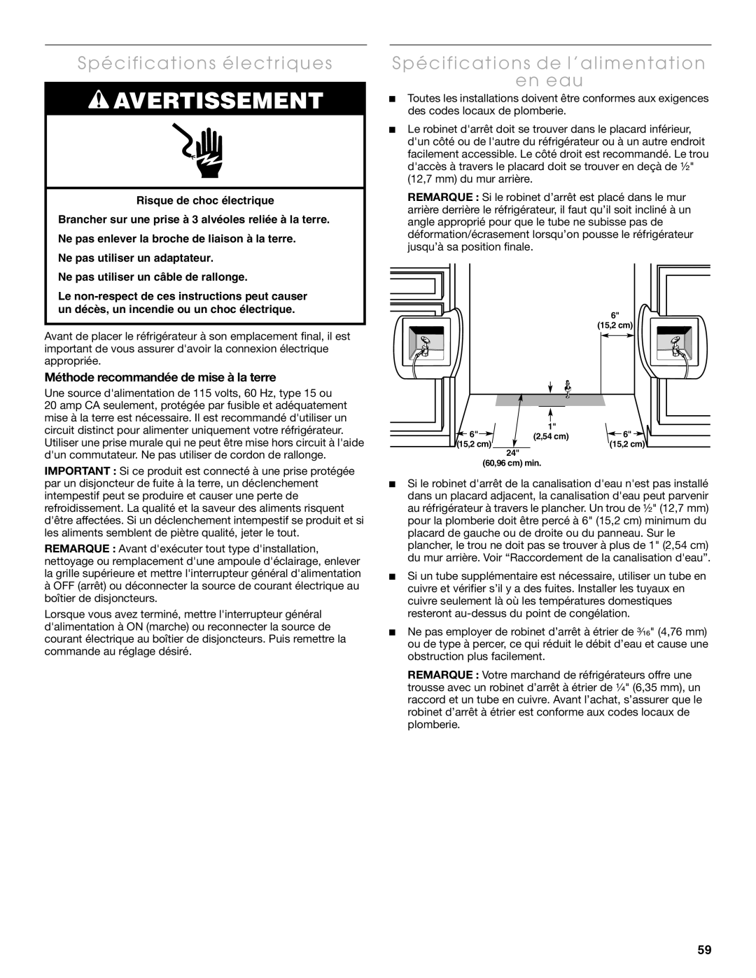 Thermador KBUDT4875E, KBUIT4275E, KBUIT4855E, KBUDT4275E, KBUDT4865E, KBUIT4865E Méthode recommandée de mise à la terre 