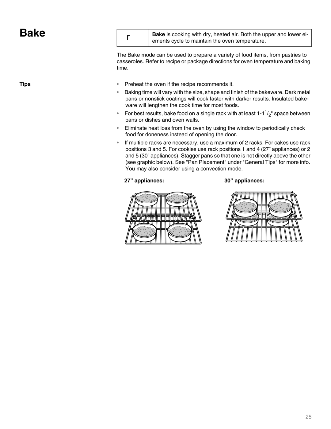 Thermador M301E, M271E manual Bake, Tips, Appliances 