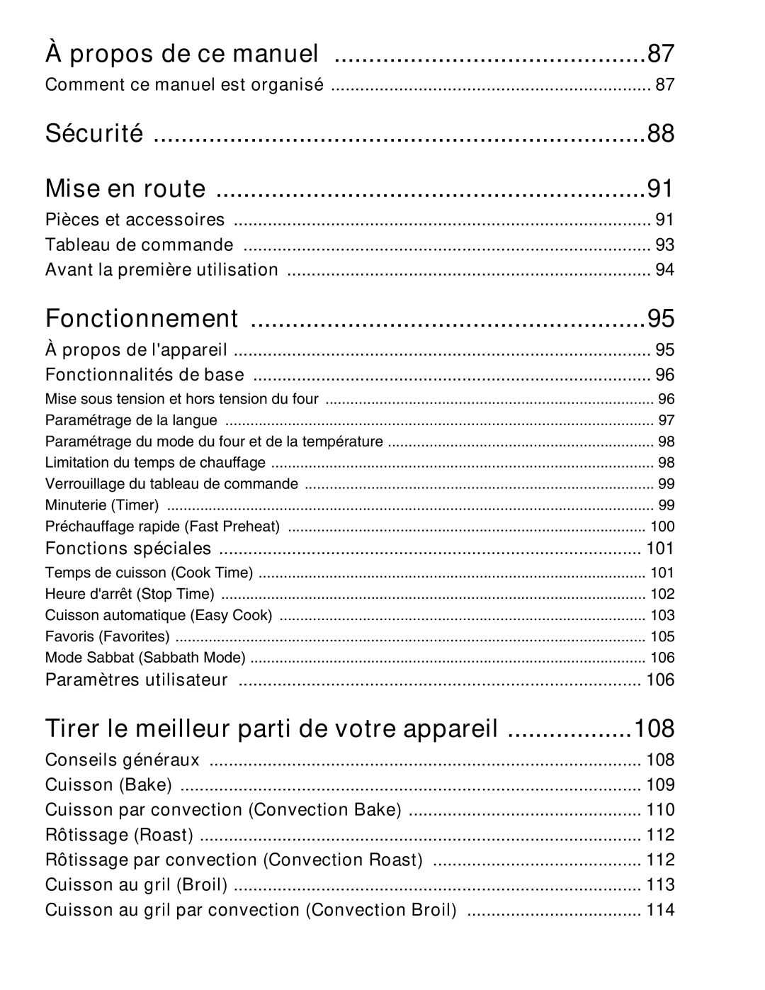 Thermador M301E Propos de ce manuel, Sécurité Mise en route, Fonctionnement, Tirer le meilleur parti de votre appareil 108 