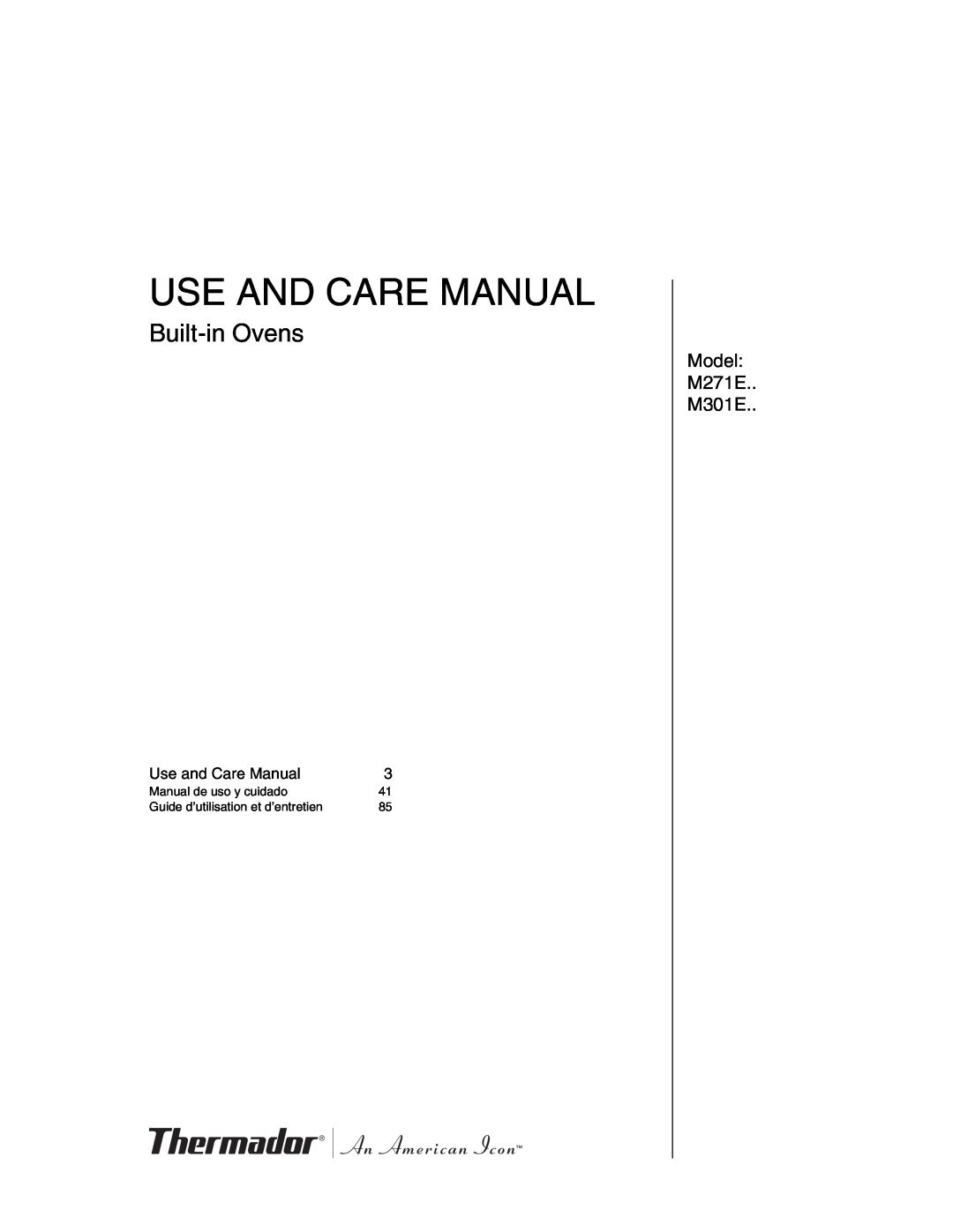 Thermador M301E, M271E manual Use And Care Manual, Built-inOvens 