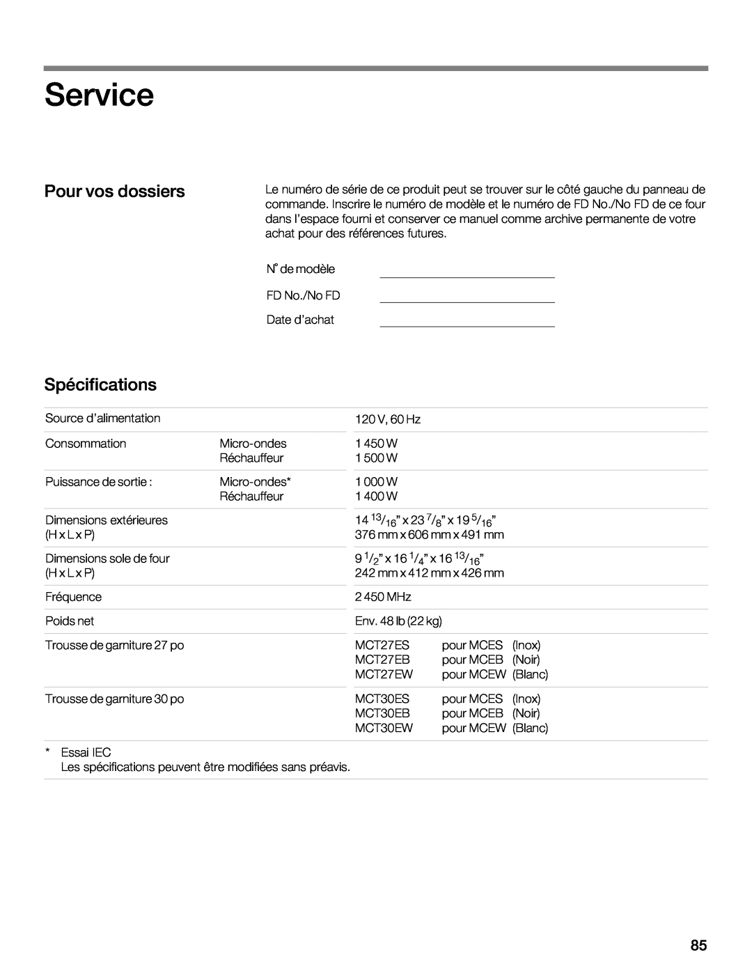 Thermador MCES, MCEW, MCEB manual $B? C@ 1@@62?@ =U06360.A6@, 2?C602, FBEG8 