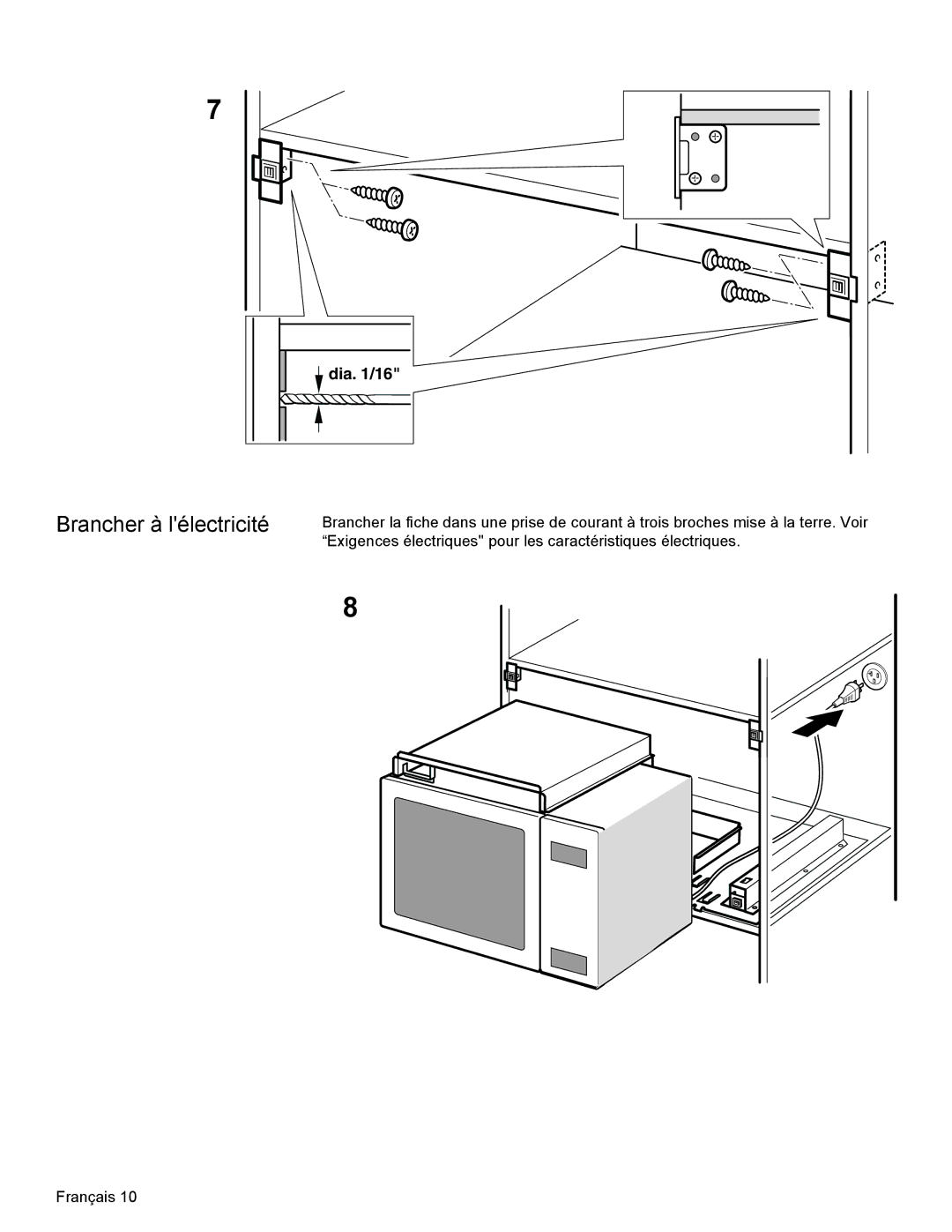 Thermador MCT27E, MCT30E installation manual Brancher à lélectricité 