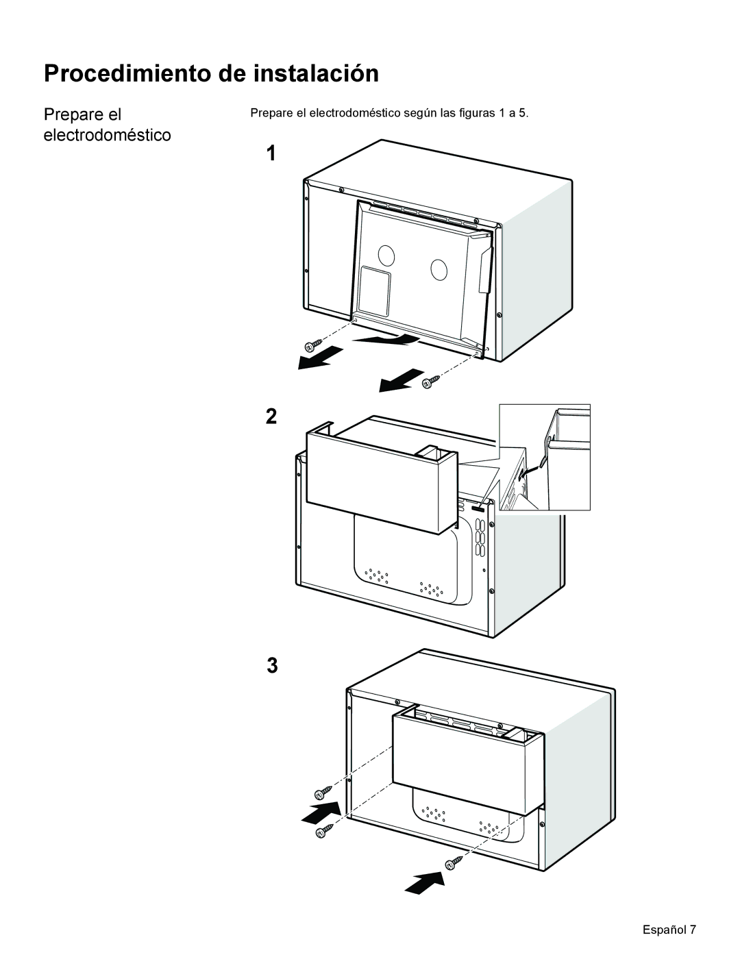 Thermador MCT30E, MCT27E installation manual Procedimiento de instalación, Prepare el, Electrodoméstico 