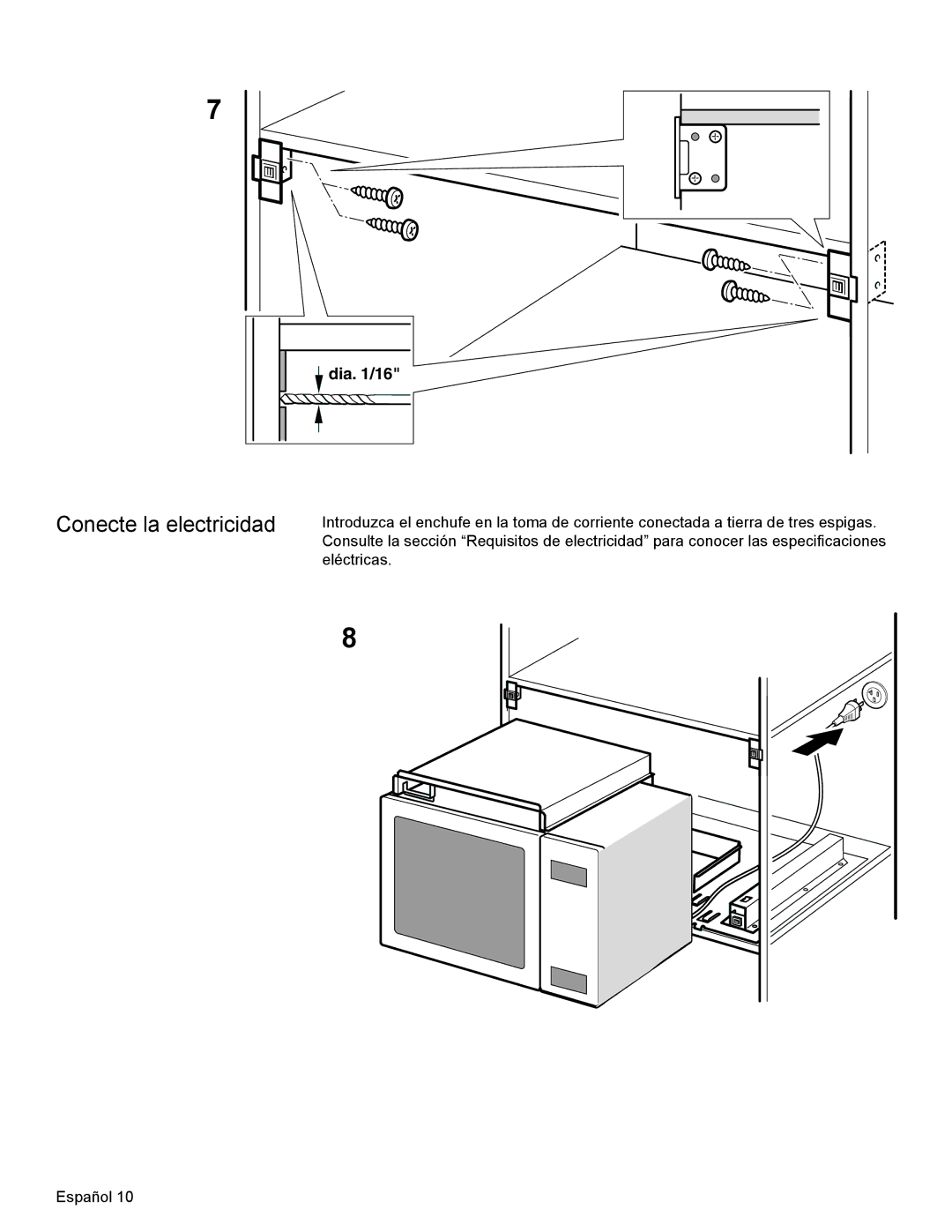 Thermador MCT27E, MCT30E installation manual Conecte la electricidad 