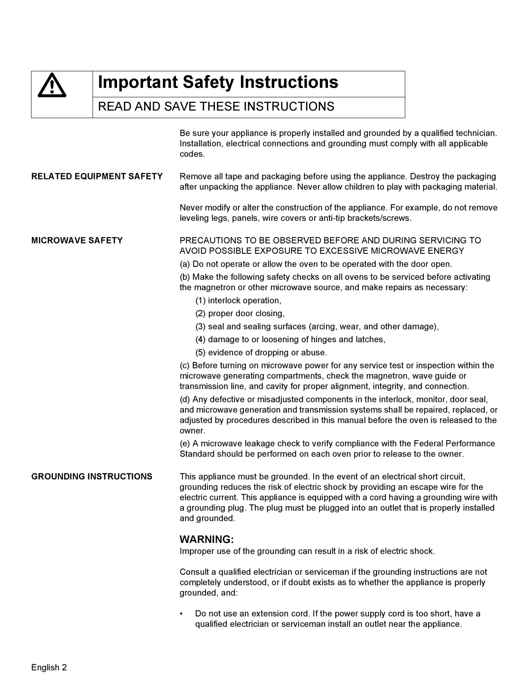 Thermador MCT27E, MCT30E installation manual Important Safety Instructions 