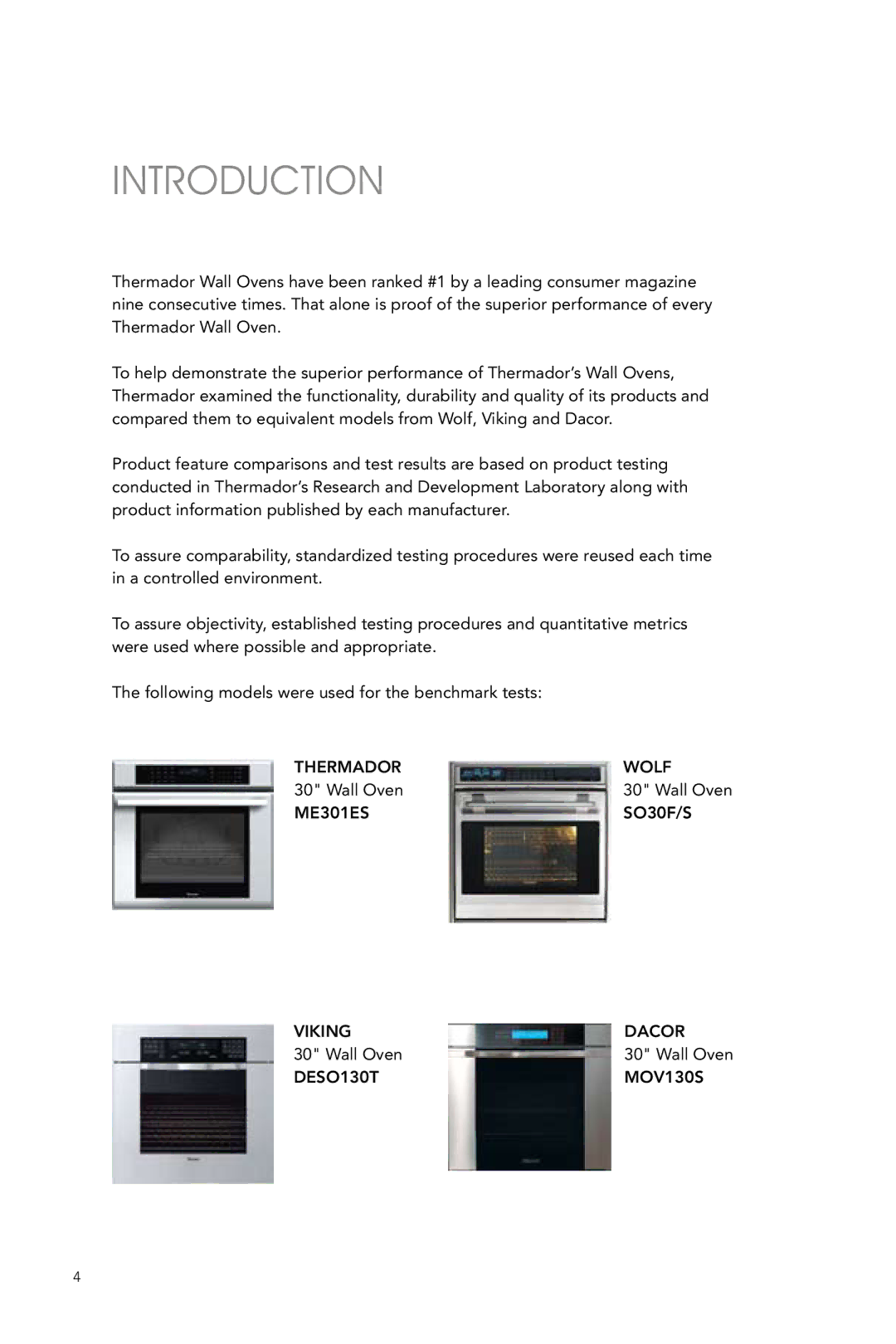 Thermador ME301ES manual Introduction 