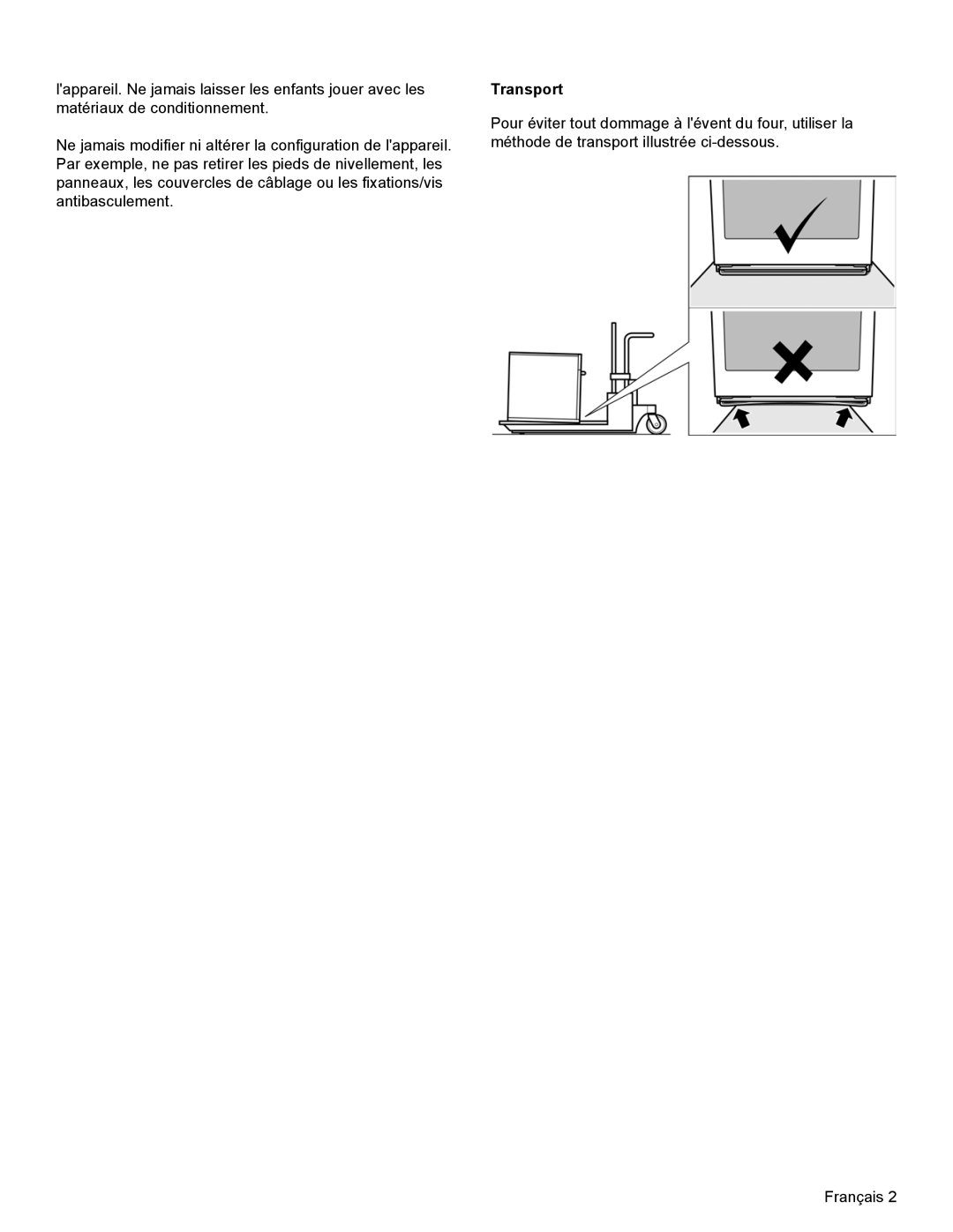 Thermador MEMCW271 installation manual Transport 