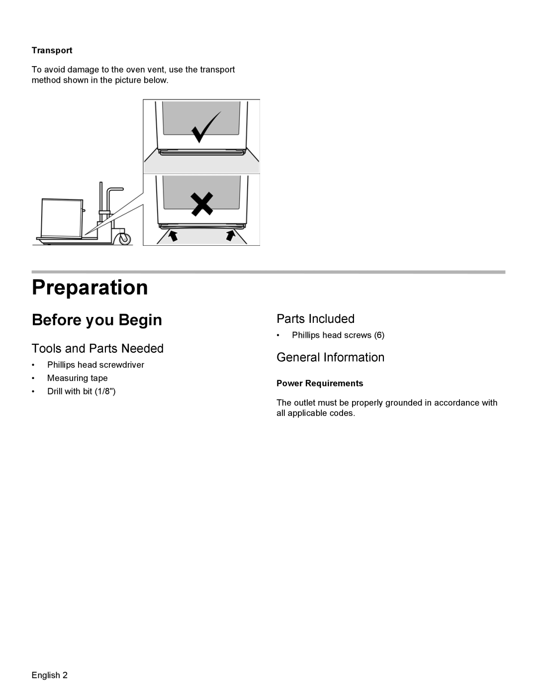 Thermador MEMCW271 installation manual Before you Begin, Tools and Parts Needed, Parts Included, General Information 