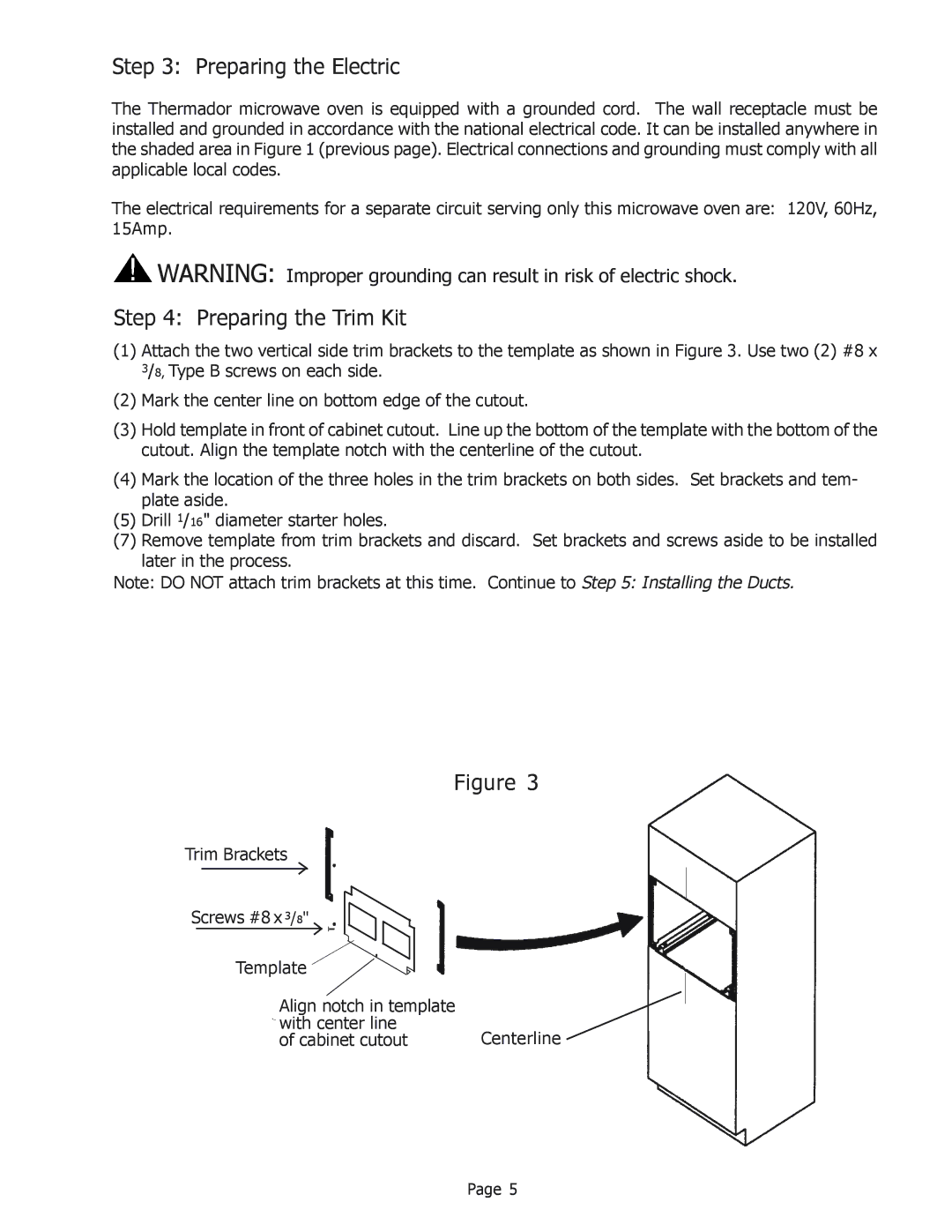 Thermador MET27B, MET30B installation instructions Preparing the Electric, Preparing the Trim Kit 